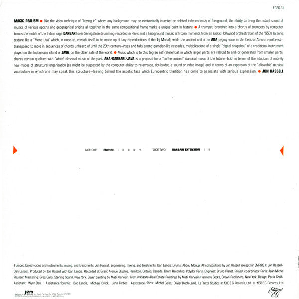 Jon Hassell : Aka / Darbari / Java - Magic Realism (LP, Album)