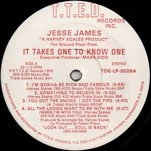 Jesse James (2) : It Takes One To Know One (LP, Album)