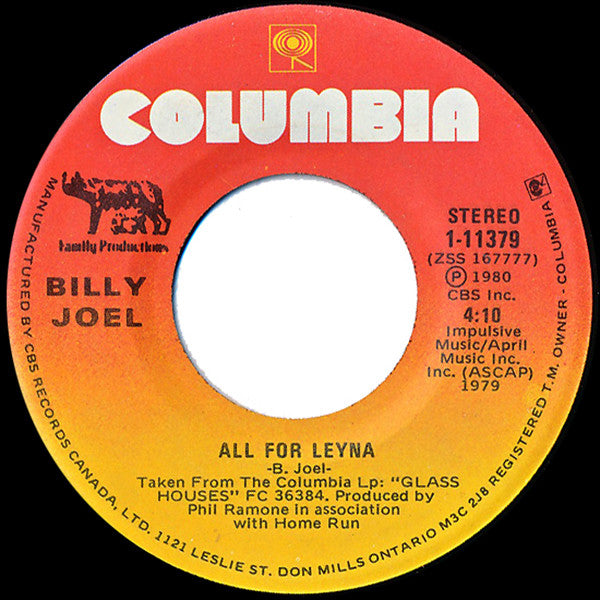 Billy Joel : Sometimes A Fantasy (7", Single)