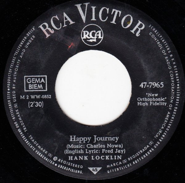Hank Locklin : Happy Journey (7", Single)