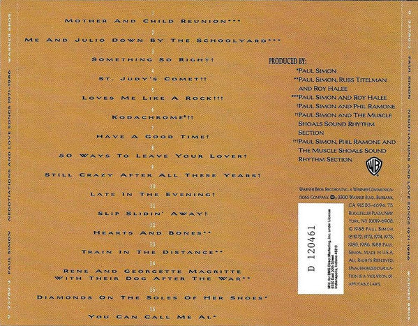 Paul Simon : Negotiations And Love Songs (1971-1986) (CD, Comp, Club)