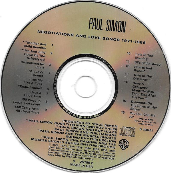 Paul Simon : Negotiations And Love Songs (1971-1986) (CD, Comp, Club)