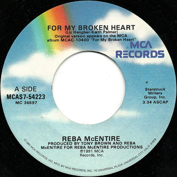 Reba McEntire : For My Broken Heart (7", Single)