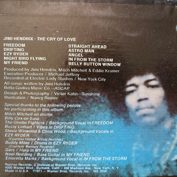 Jimi Hendrix : The Cry Of Love (LP, Album, San)