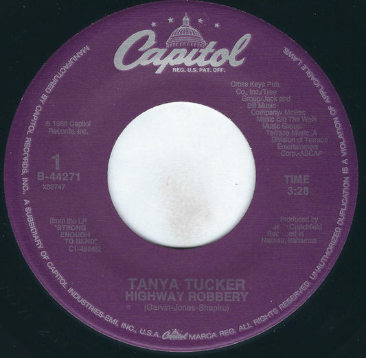 Tanya Tucker : Highway Robbery / Lonesome Town (7", Single, Spe)