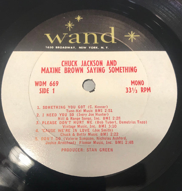 Chuck Jackson & Maxine Brown : Saying Something (LP, Album, Mono)