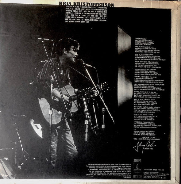 Kris Kristofferson : Kristofferson (LP, Album, RP, Mon)
