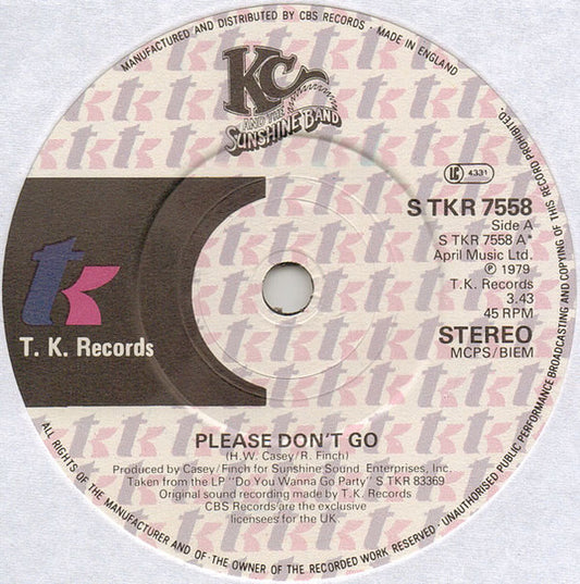 KC And The Sunshine Band* : Please Don't Go (7", Single)