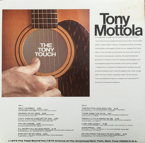 Tony Mottola : The Tony Touch (The Best Of Tony Mottola) (LP, Comp, Quad, RE, Gat)