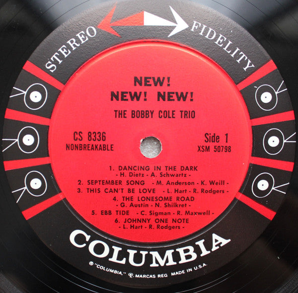 Bobby Cole Trio : New! New! New! (The Unique Sounds Of The Bobby Cole Trio) (LP, Album)