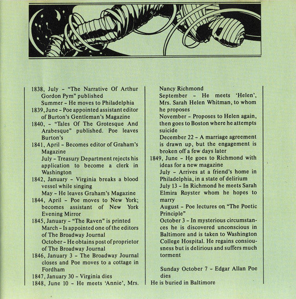 The Alan Parsons Project : Tales Of Mystery And Imagination (CD, Album, RE)