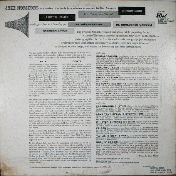 The Brothers Candoli : The Brothers Candoli (LP, Album, Mono)