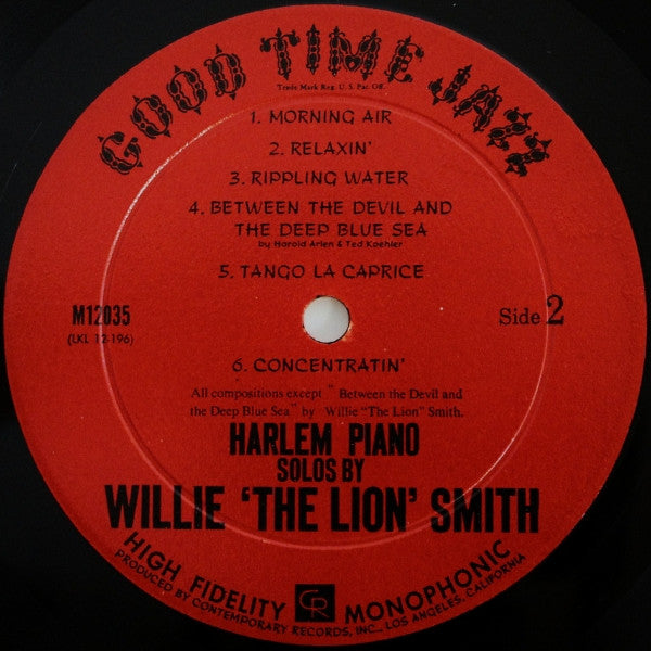 Luckey Roberts* & Willie 'The Lion' Smith* : Luckey & The Lion: Harlem Piano Solos By Luckey Roberts & Willie 'The Lion' Smith (LP, Album, Mono)