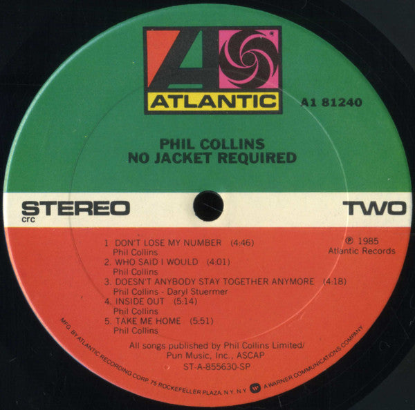 Phil Collins : No Jacket Required (LP, Album, Club, Car)