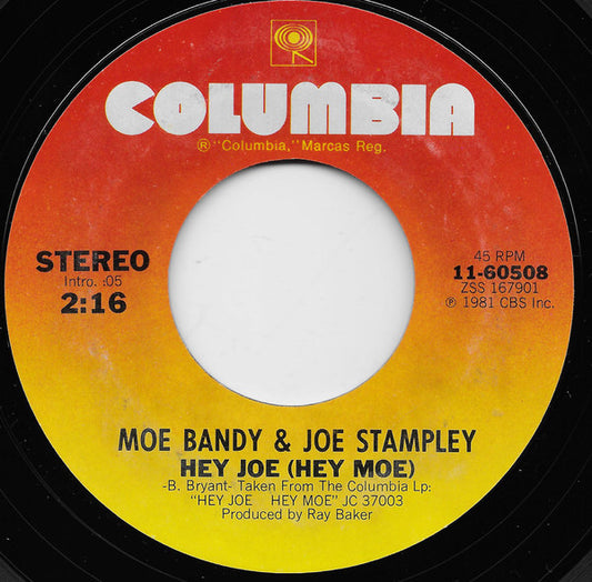 Moe Bandy & Joe Stampley : Hey Joe (Hey Moe) (7", Single, Styrene, Ter)