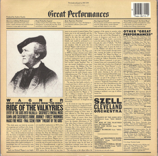 Wagner* - Szell*, Cleveland Orchestra* : Great Orchestral Music From "The Ring" (LP, RE)