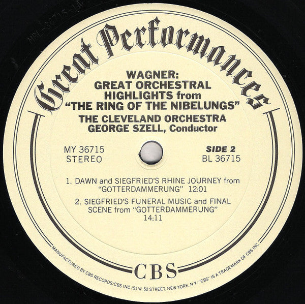 Wagner* - Szell*, Cleveland Orchestra* : Great Orchestral Music From "The Ring" (LP, RE)