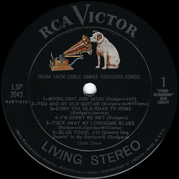 Hank Snow : Hank Snow Sings Jimmie Rodgers Songs (LP, Album, Ind)