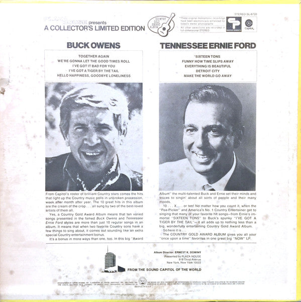 Buck Owens, Tennessee Ernie Ford : Music Hall (Country Gold Award Album) Buck Owens & Tennessee Ernie Ford (LP, Album, Comp)