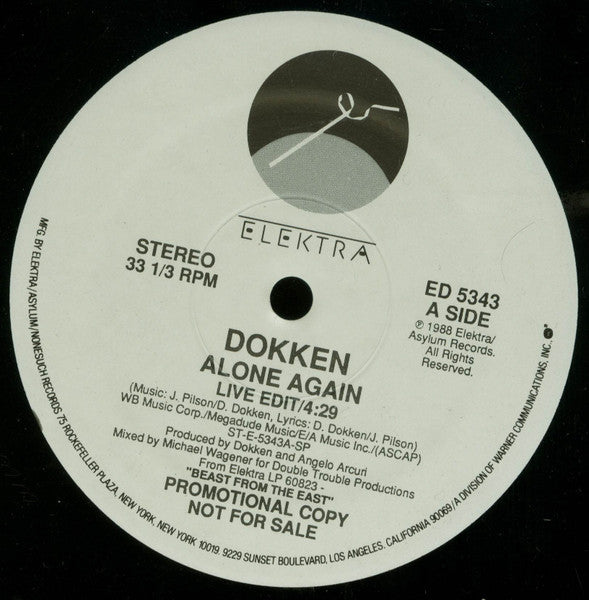 Dokken : Alone Again (12", Promo)
