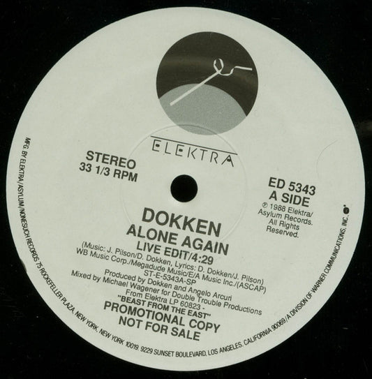 Dokken : Alone Again (12", Promo)