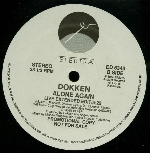 Dokken : Alone Again (12", Promo)