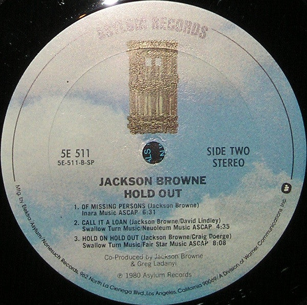 Jackson Browne : Hold Out (LP, Album, SP,)