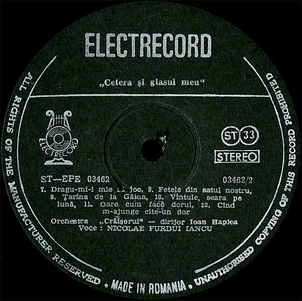 Nicolae Furdui Iancu : Cetera Și Glasul Meu (LP, Album)