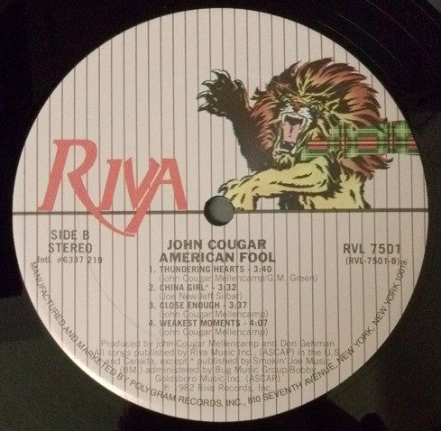 John Cougar* : American Fool (LP, Album, Club, Col)