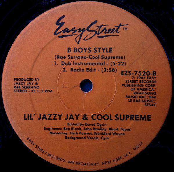 Lil' Jazzy Jay & Cool Supreme : B-Boys Style (12")