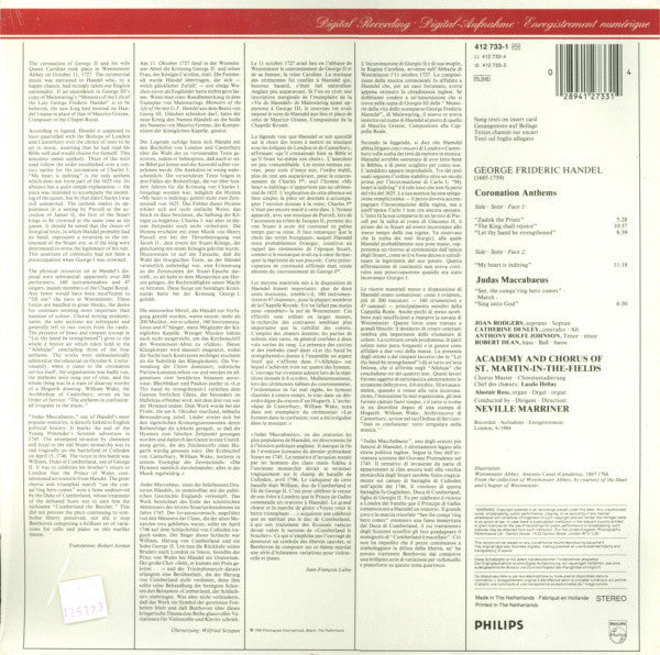 Händel* / Academy* & Chorus Of St. Martin-In-The-Fields*, Neville Marriner* : Coronation Anthems (LP, Album)