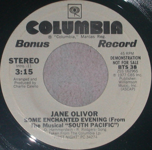 Jane Olivor : Some Enchanted Evening (7", S/Sided, Promo, Bon)