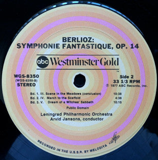 Hector Berlioz Conducted By Arvid Jansons Performed By Leningrad Philharmonic Orchestra : Symphonie Fantastique (LP)