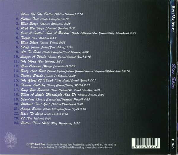 Ben Webster : Blue Skies (CD, Comp)
