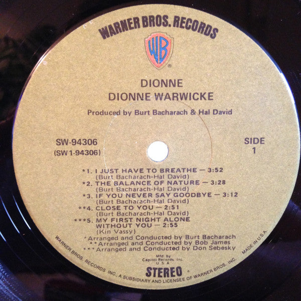 Dionne Warwicke* : Dionne (LP, Album, Club)