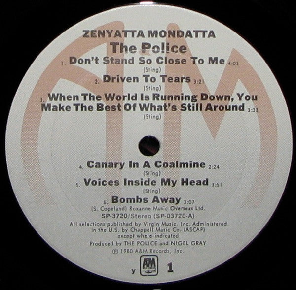 The Police : Zenyatta Mondatta (LP, Album, RE, y -)