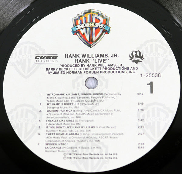 Hank Williams Jr. : Hank "Live" (LP, Album, Spe)