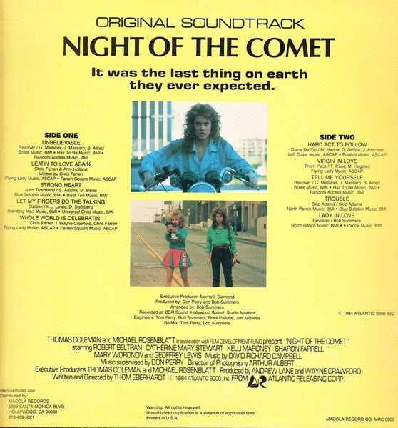 Various : Night Of The Comet (Original Soundtrack) (LP, Album)