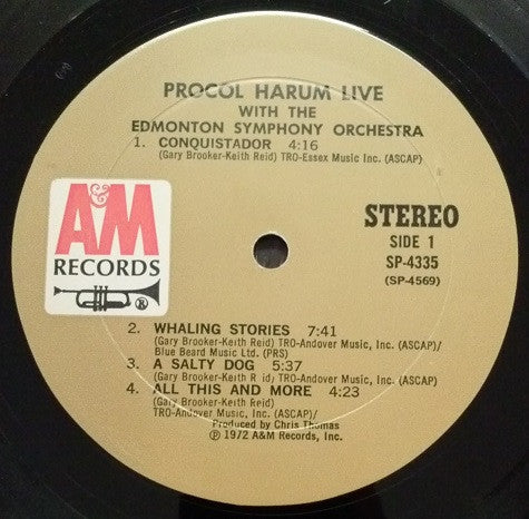 Procol Harum In Concert With The Edmonton Symphony Orchestra : Live (LP, Album, Mon)