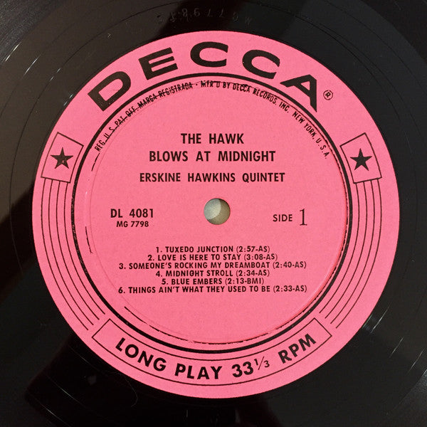 Erskine Hawkins Quintet : The Hawk Blows At Midnight (LP, Mono, Promo, Pin)