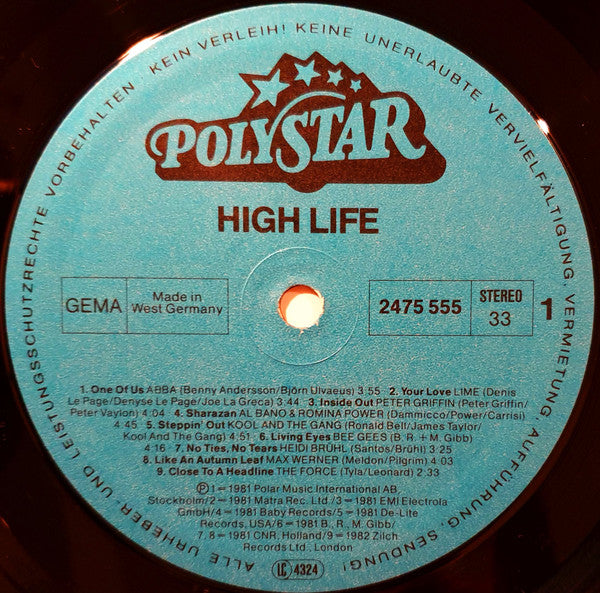 Various : High Life (Original Top Hits Ungekürzt Frühjahr '82) (LP, Comp)