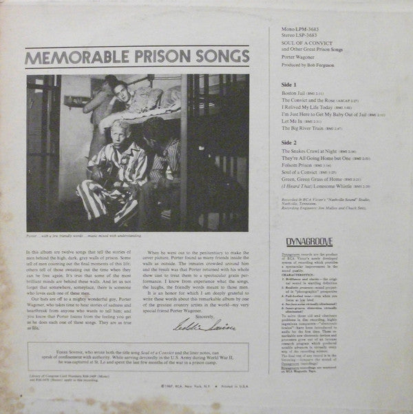 Porter Wagoner : "Soul Of A Convict" And Other Great Prison Songs (LP, Album, Ind)
