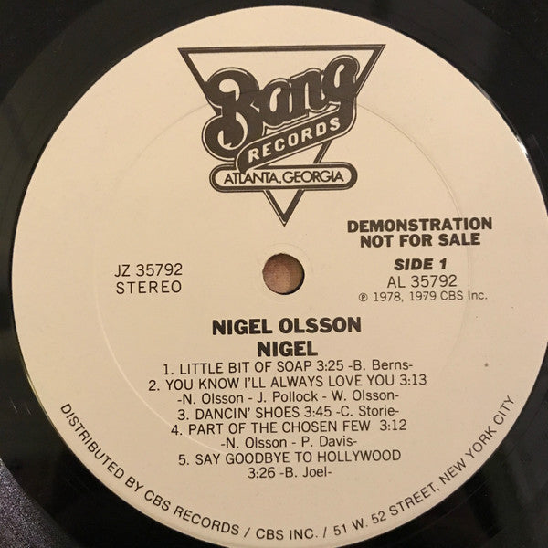Nigel Olsson : Nigel (LP, Album, Promo, San)