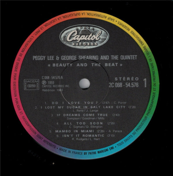 Peggy Lee / George Shearing : Beauty And The Beat! (LP, Album, RE)