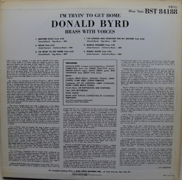 Donald Byrd : I'm Tryin' To Get Home (Brass With Voices) (LP, Album, RE)