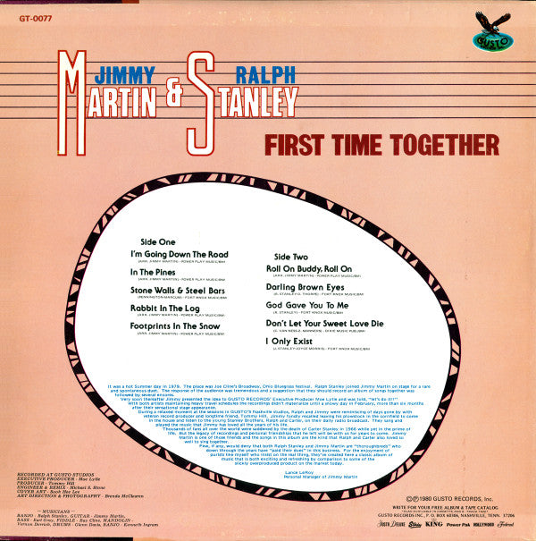 Jimmy Martin And Ralph Stanley : First Time Together (LP, Album)