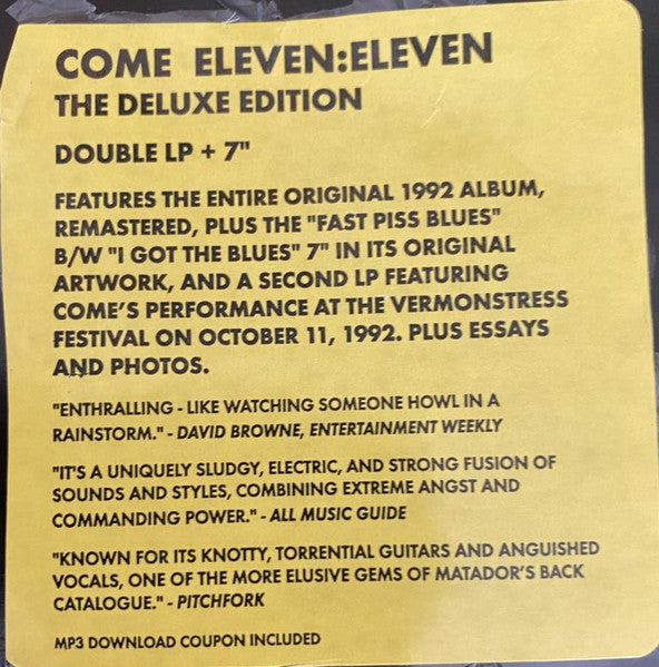 Come (2) : Eleven:Eleven Deluxe 20th Anniversary Edition (LP, Album, RE, RM + LP + 7", Single)