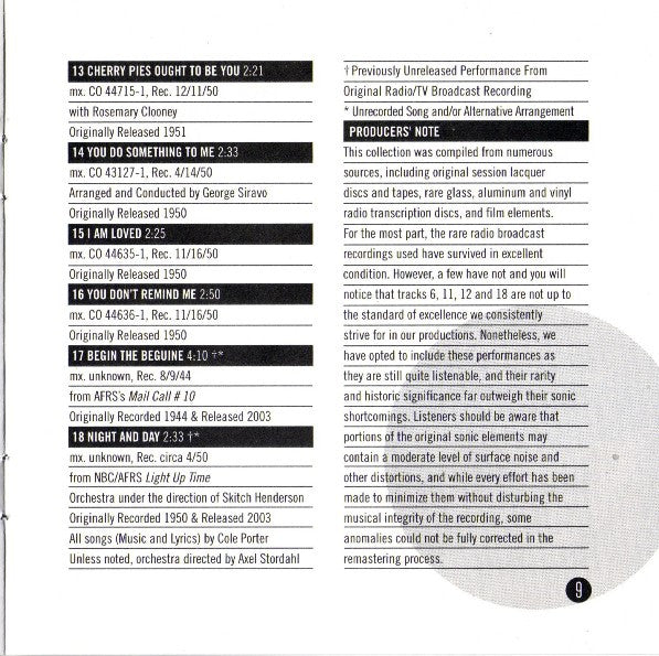 Frank Sinatra : Sinatra Sings Cole Porter (CD, Comp)