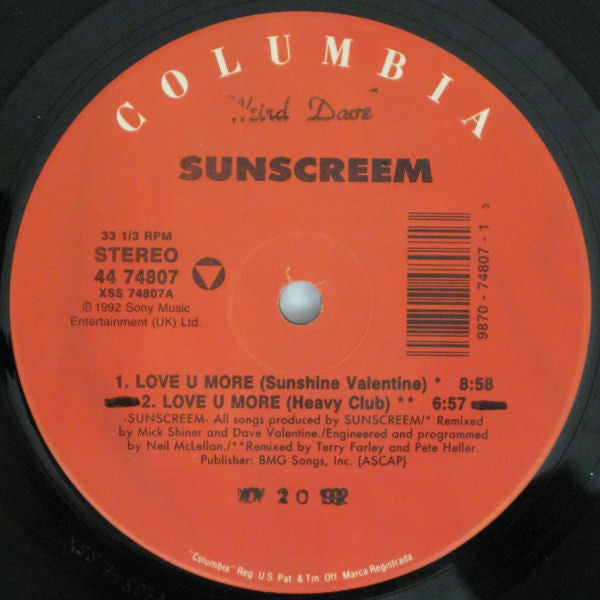 Sunscreem : Love U More (12")