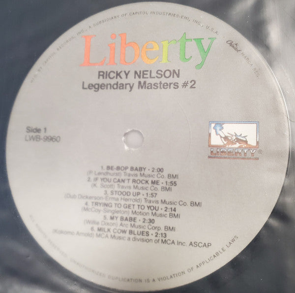 Ricky Nelson (2) : Legendary Masters Series (2xLP, Comp, Mono, RE)